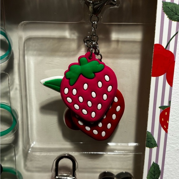 Strawberry and Cherry Water Bottle Accessory Set - Picture 2 of 8
